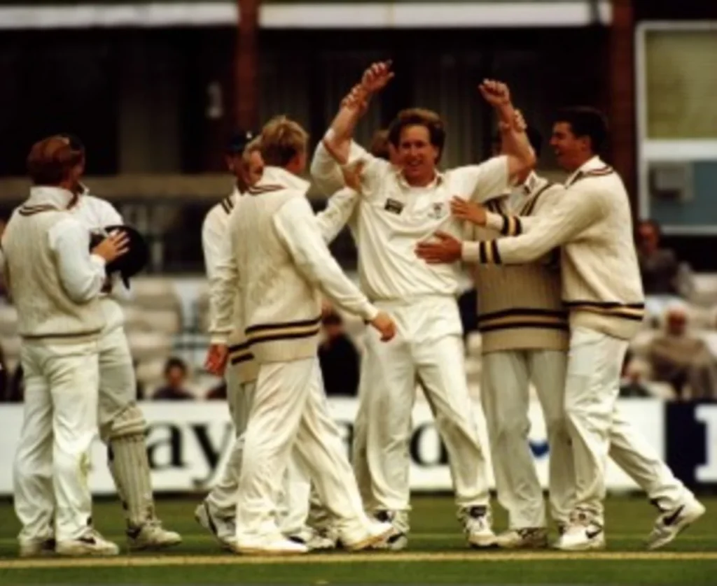 Kevan James celebrating 4 wickets in 4 balls against India